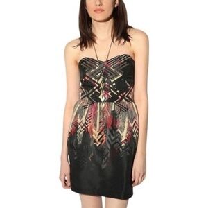 Ecote Urban‎ Outfitters Tribal Beaded Black Strapless Dress Mini Womens S…